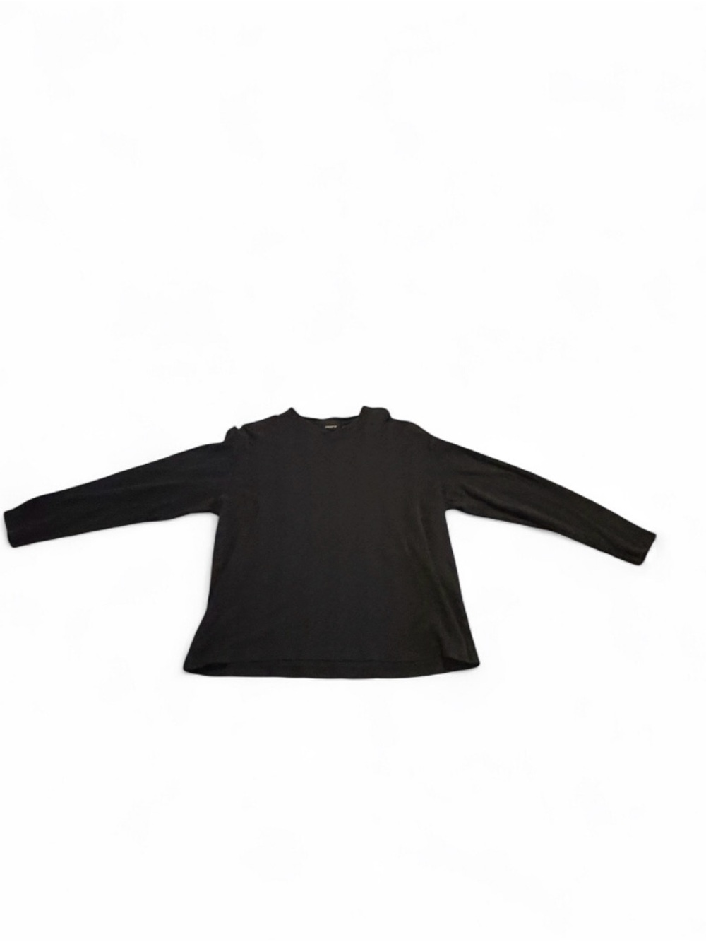 Claiborne Black Ribbed Crewneck Long Sleeve Top